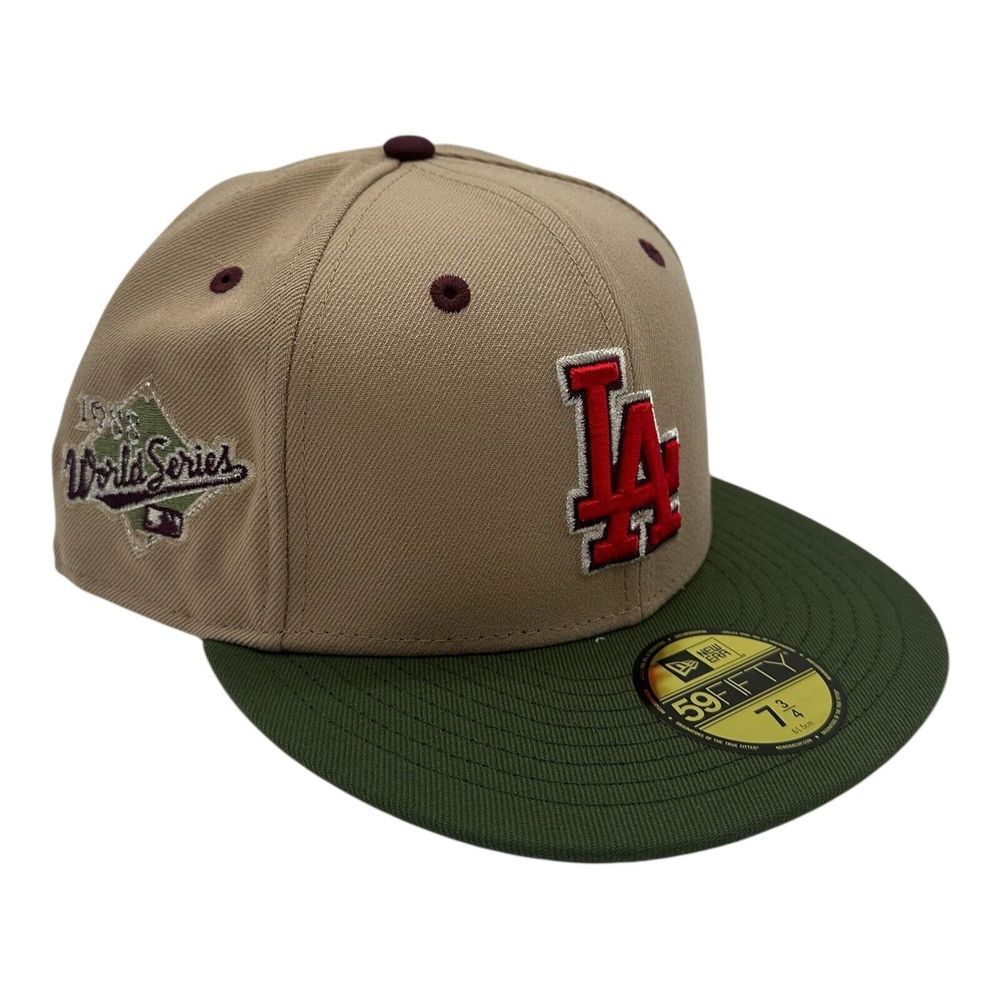 New Era 59Fifty Los Angeles Dodgers Hat Cap 7 3/4 Camel Green 1988 World Series